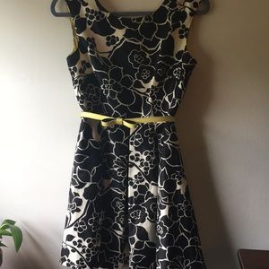 Black and White Pleated Dress